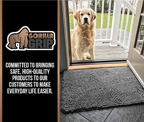 GORILLA GRIP SOAKSTOPPER Dog Door Mat, 36x24 Machine Washable Rug Absorbent Doormat Captures Moisture Mud Dirt, Quick Dry Soft Chenille Entryway Rugs Indoor Entrance Mats for Dog Paws, Charcoal - Image 8