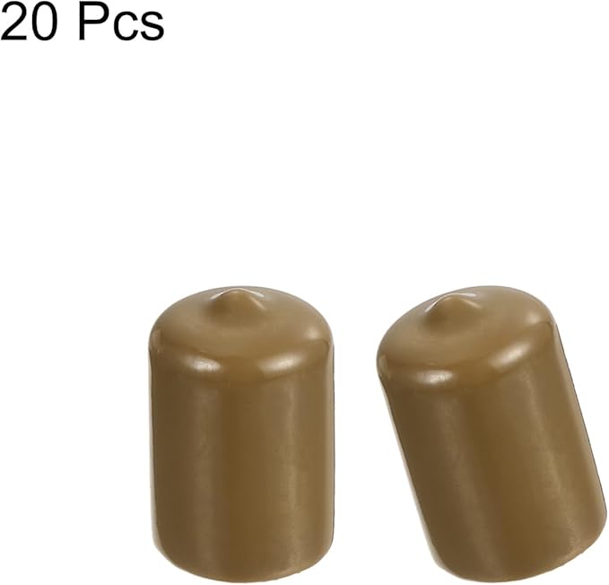 uxcell 20pcs Rubber End Caps 18mm ID Vinyl PVC Round Tube Bolt Cap Cover Screw Thread Protectors Light Brown - Image 2