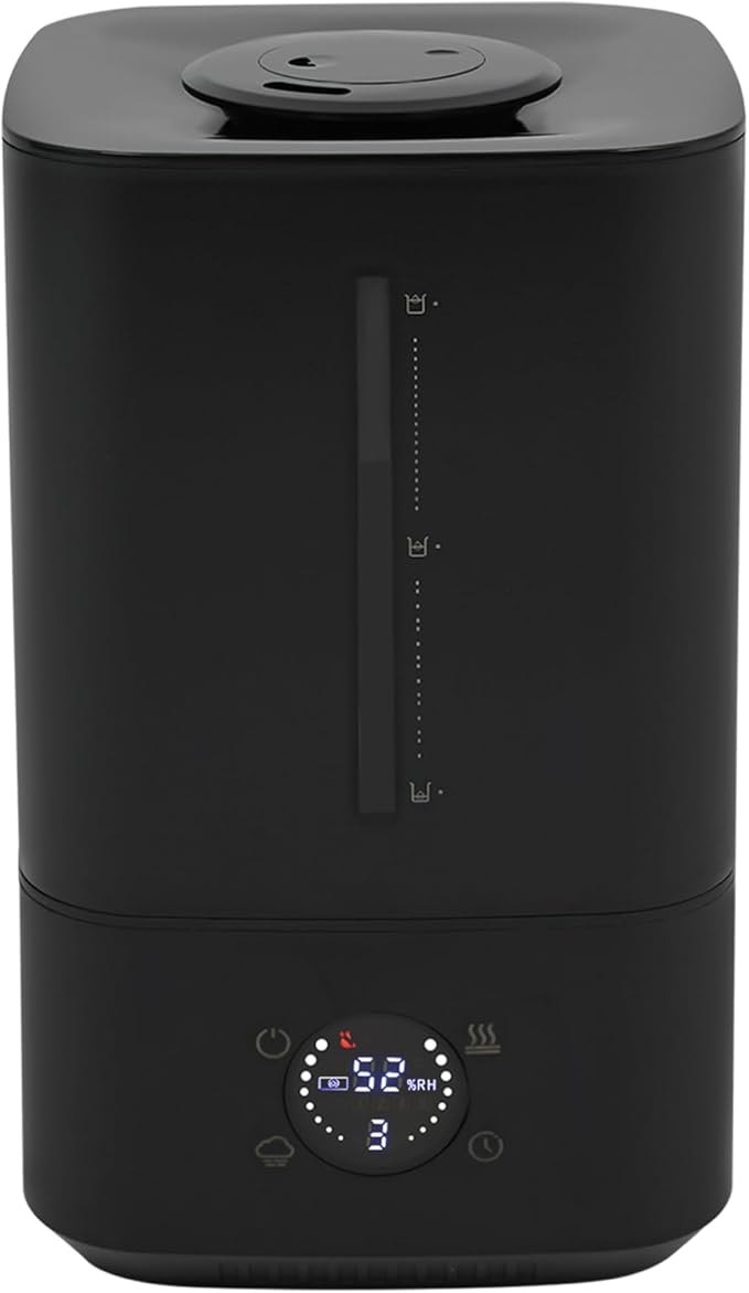 Humidifiers for Bedroom 6L Large Room, Cool & Warm Mist Ultrasonic Humidifier with Filter & Water Level Window, 280ml/h, 360° Nozzle, 20-40dB, Humidity Control 45%-90%, for Baby/Nursery/Office, Black by Unknown