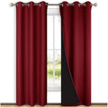 NICETOWN Burgundy Red Full Shade Curtain Panels, 37" Wide x 84" Long, Pair of Thermal Insulated & Energy Efficiency Blackout Drapes for Living Room Windows, Lined Silky Performance Window Dressing by NICETOWN