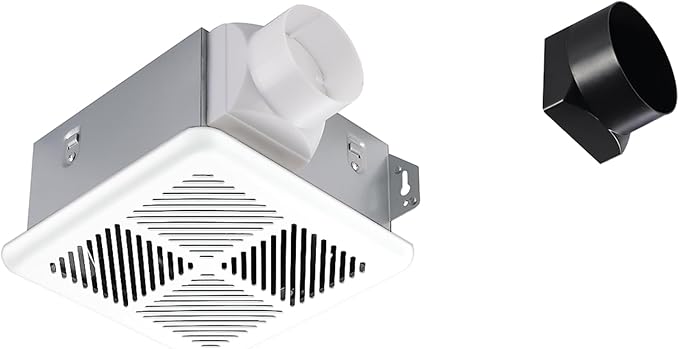 Tech Drive Very Quiet Bathroom Exhaust Fan - 60 CFM/50 CFM, 3&4-Inch Duct Included, No Attic Access Needed, Energy Star, Easy to Install, Ceiling Mounted for Bathrooms Up to 55 Sq. Ft, White by TechDrive