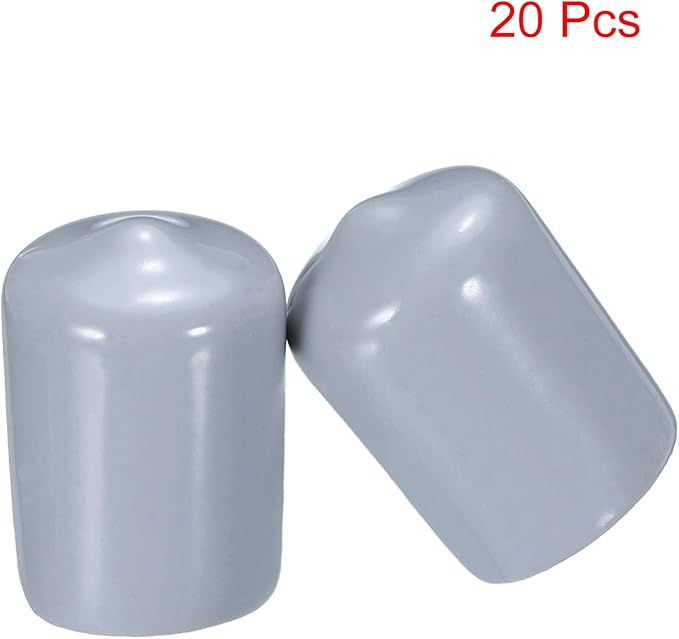 uxcell 20pcs Rubber End Caps 15mm ID Vinyl PVC Round Tube Bolt Cap Cover Screw Thread Protectors Grey - Image 2