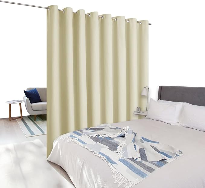NICETOWN Noise Barrier Room Dividers Blind Screens Partitions, Home Decor Floor to Ceiling Divider Room Curtain for Shared Space, Office, Loft, Dorm, Hotel (1 Pcs, 9' Tall x 15' Wide, Beige) - Image 8