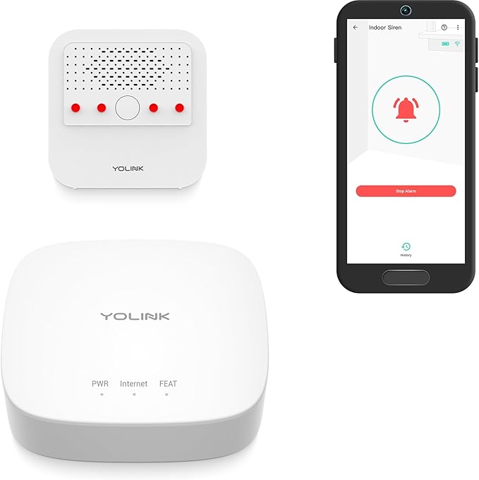 Smart Siren Alarm, Wireless Home Security Alarm with 110 dB Loud Audible Alerts, Remote Control, Compatible with Alexa, Google, Home Assistant, IFTTT - Hub Included by YoLink
