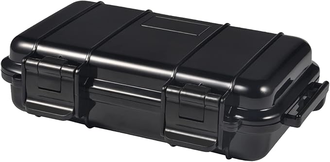 Dry Storage Box, Shockproof Waterproof Box Storage Case Waterproof Plastic Box Container with 2 U‑Shape Buckle, Plastic Storage Container for Cameras, Phones, Camping, Fishing, Hiking(Small-Black) by Yuecoom