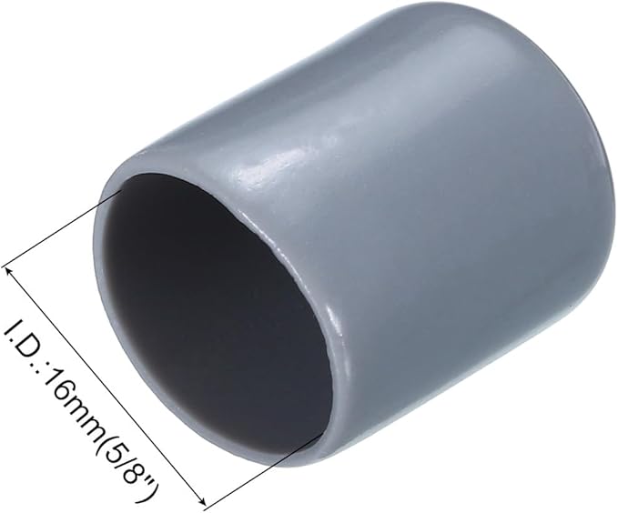 uxcell 20pcs Rubber End Caps 16mm(5/8") ID Vinyl PVC Round Tube Bolt Cap Cover Screw Thread Protectors Grey - Image 3
