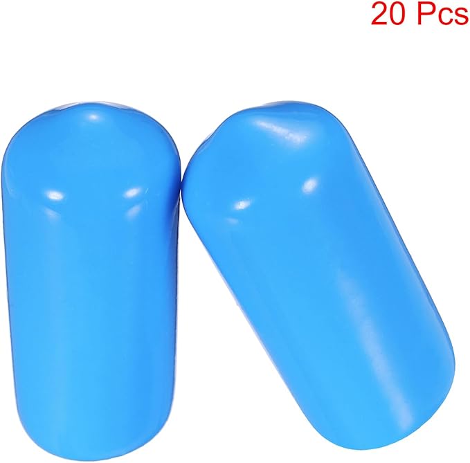 uxcell 20pcs Rubber End Caps 10mm(3/8") ID Vinyl PVC Round Tube Bolt Cap Cover Screw Thread Protectors,Light Blue - Image 2