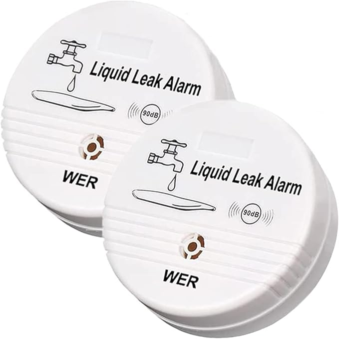 WER Water Leak Alarm Sensor, Battery Operated Leak Alert, 90dB Water Detector for Basements, Bathrooms, Laundry Rooms, Kitchens, Garages and All Office Areas (Shipped Without Battery, 2 Pack) - Image 9