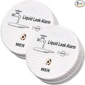 WER Water Leak Alarm Sensor, Battery Operated Leak Alert, 90dB Water Detector for Basements, Bathrooms, Laundry Rooms, Kitchens, Garages and All Office Areas (Shipped Without Battery, 2 Pack) by WER