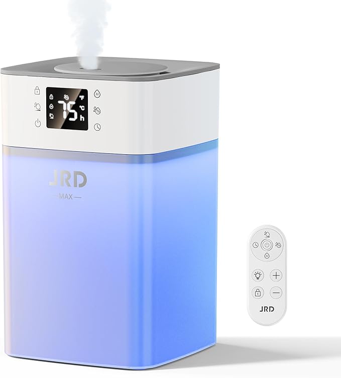 JRD 4L Humidifiers for Bedroom, Cool Mist Humidifier for Large Room, 40H Runtime, 360° Nozzle, Night Light for Home, Office, Baby Nursery, Plants（Black） by JRD
