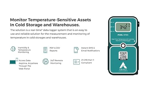 Adapt Ideations Pixel W100 Wireless Real-Time Temperature and Humidity Data Logger | 2.4 GHz Wi-Fi (6 Month Plan) - Image 2