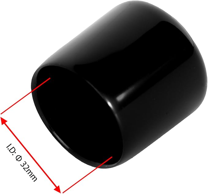 10 PCS Black Round Vinyl Rubber End Caps Kits, Flexible Screw Thread Protectors Safety Cover for Metal Tubing Rod Bolt, 32mm (32/25 inch) - Image 2