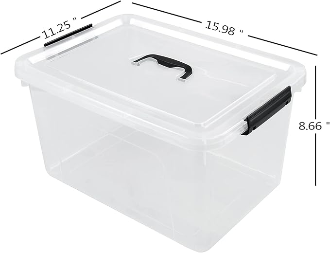 17.5 L Clear Plastic Storage Box, 4-Pack Latch Storage Bin - Image 2