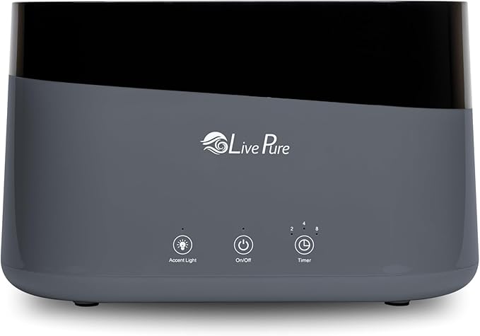LivePure LP300HUM Aqua Flame Cool Mist Humidifier – Small Ultrasonic Plant Humidifier Indoor with Essential Oil Diffuser – Dorm Essentials, Apartment, Desks & Home Office Graphite - 0.20 Gal/ .75L by LivePure