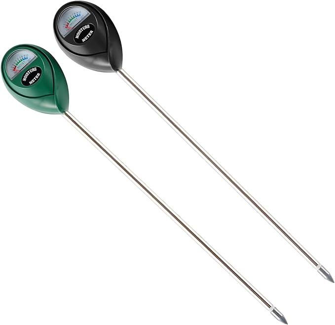 Extended Long Probe Soil Moisture Meter, 2 Pack Plant Water Meter Soil Meter Moisture Sensor Hygrometer for Indoor Outdoor Plant Care,No Battery Needed(Green + Black) by Hathdia