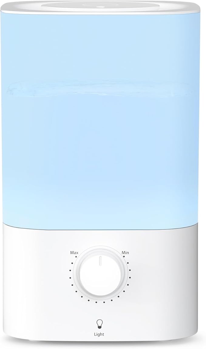 ZAFRO 3.2L Cool Mist Humidifier for Bedroom, 360° Adjustable Nozzle & 7 Color LED Night Light, Top Fill Design & Multiple Mist Levels, 24 dB Quiet Ultrasonic Comfort Humidifiers, White by ZAFRO