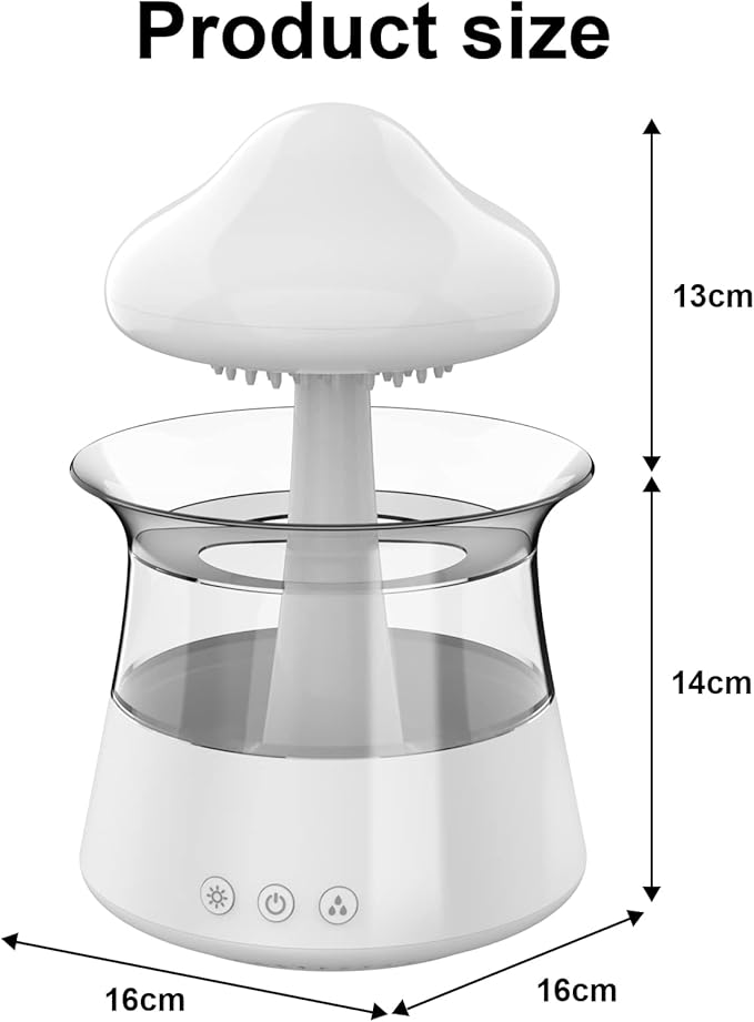 cjc Cloud Rain Humidifier for bedroom with Soothing Rain Sounds Sleep Aid, Waterfall Night Light, Mushroom Design Air Moisturizer，Room Decor Aesthetic for living room (White) - Image 2