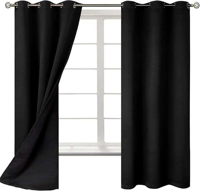 BGment Black Blackout Curtains for Bedroom - Black Out Curtains 63 Inch Long Thermal Insulated Grommet Total Room Darkening Window Drapes for Living Room, 2 Panels, 42 x 63 Inch - Image 8