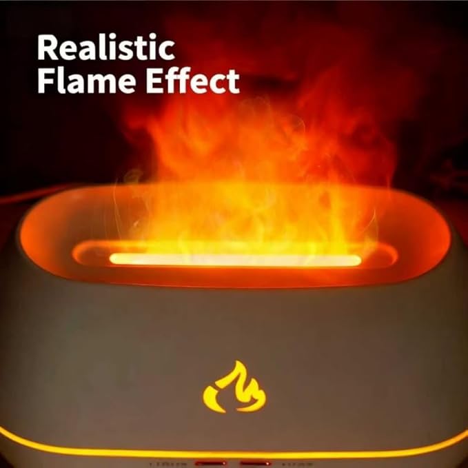 Multi-Colour Flame Humidifier Aromatherapy Diffuser, 7-Colour Flame Humidifier with Realistic Flame Effect, Suitable for Meditation, Yoga, Study, Bathroom and Spa Enthusiasts (Wood colour) - Image 2