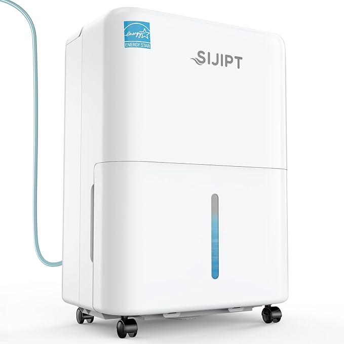 80 Pints Dehumidifier with Pump, Sijipt Energy Star Dehumidifier for Basement Home and Large Room with 6.56 inch Drain Hose, Auto-Shutoff 24H Timer, and Memory Starting by ClickheretofollowSijipt
