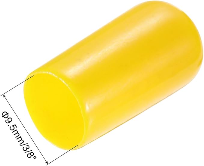 uxcell 20pcs Rubber End Caps 9.5mm(3/8") ID Vinyl PVC Round Tube Bolt Cap Cover Screw Thread Protectors Yellow - Image 3
