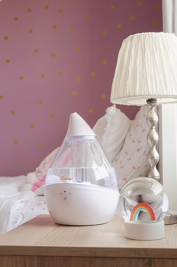 Crane Ultrasonic Teardrop Humidifier for Baby, Cool Mist, Auto Shut off, Adjustable Humidity, for Nursery, Bedroom, Clear and White, 0.5 Gallon - Image 7