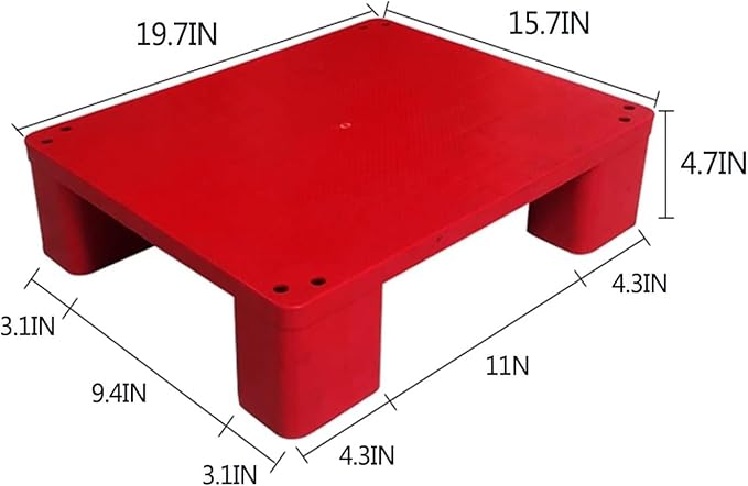 Waterproof Grid Ventilation Floor Pallet Small Warehouse Moisture Barrier Plastic Pallets Moisture Resistant for Logistics and Warehousing, Transportation Facilities(Red-3 Set,19.7x15.7x4.7in) - Image 2