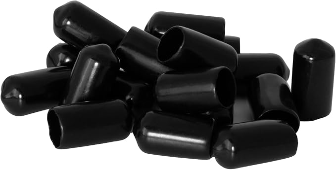 20 PCS Black Round Vinyl Rubber End Caps Kits, Flexible Screw Thread Protectors Safety Cover for Metal Tubing Rod Bolt, 7.5mm (3/10 inch) by Zinkebol