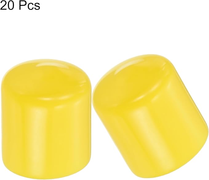 uxcell 20pcs Rubber End Caps 29mm(1 1/8") ID Vinyl PVC Round Tube Bolt Cap Cover Screw Thread Protectors Yellow - Image 2
