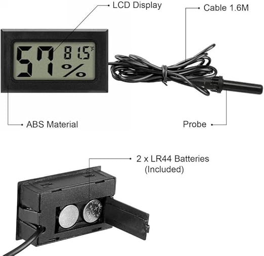 Mini Digital Thermometer, Humidity Meter, Hygrometer, and Hydrometer: Digital Temperature and Humidity Monitor for Reptile Incubator Brooders, Garden, Greenhouse, Fridge, Experiment use - Image 2