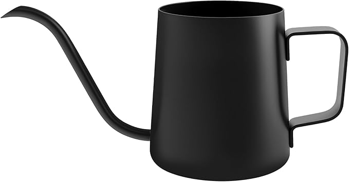 12oz/350ml Stainless Steel Plant Watering Pot,Small Watering Can for Indoor Plants,Mini Watering Can with Long Mouth & Ergonomic Handle for Indoor House Plants Flower Bonsai Outdoor Garden(Black) by Unknown