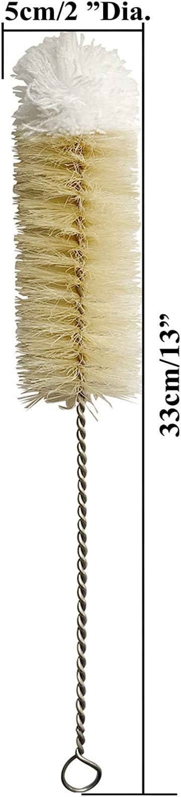 NewFerU Stainless Steel Soda Bottle Cleaning Brush in Natural Boar Bristle Wool Tip Long Handle, Flexible Bendable Thick Wire Cleaner for Narrow Neck Water Baby Bottles Straw Pipe Tube Flask (Big) - Image 2