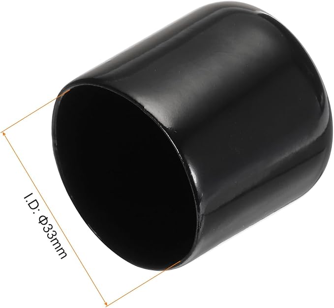 uxcell 20pcs Rubber End Caps 33mm ID Vinyl PVC Round Tube Bolt Cap Cover Screw Thread Protectors Black - Image 3