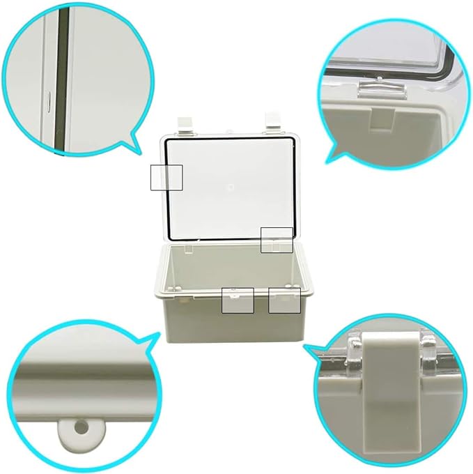 Zulkit Junction Box ABS Plastic Waterproof IP65 Electrical Boxes Hinged Shell Clear Cover Outdoor Universal Project Enclosure with Mounting Plate and Wall Brackets 15.4x11.4X 6.3inch (390x290x160 mm) - Image 8