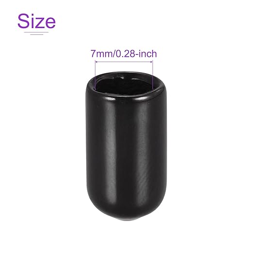 DMiotech 100 Pack 7mm ID Black Screw Thread Protectors Rubber End Caps Bolt Covers for Screw Bolt Furniture Pipe - Image 4