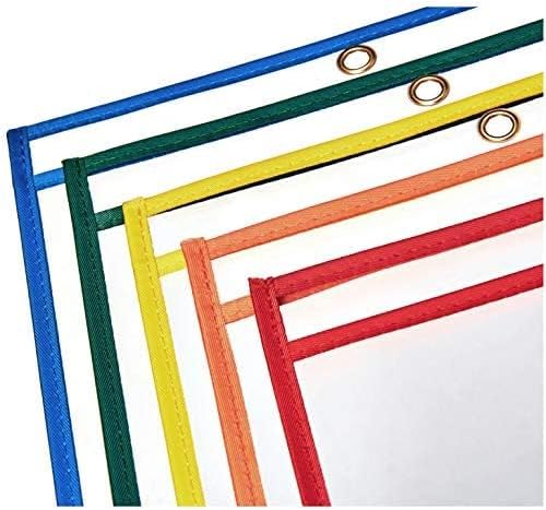 Amazon Basics Heavy Duty Dry Erase Job Ticket Holders, Document Protectors with Clear Plastic Film and Multicolored Fabric Edge, 8.5" x 11", Pack of 25 - Image 5