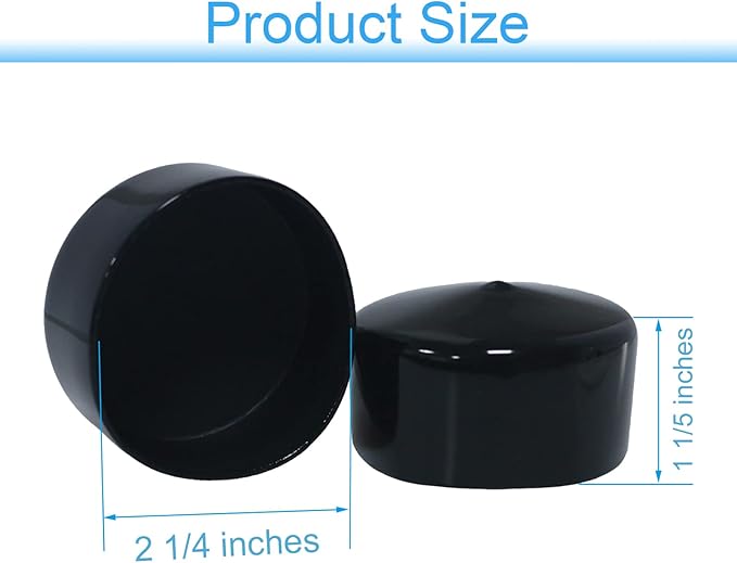 Acocony 2 1/4 Inch Rubber Cap Round 2.25 Inch Rubber End Caps PVC Flexible Protector Plastic Plugs for Round Holes Black Pack of 8 - Image 2