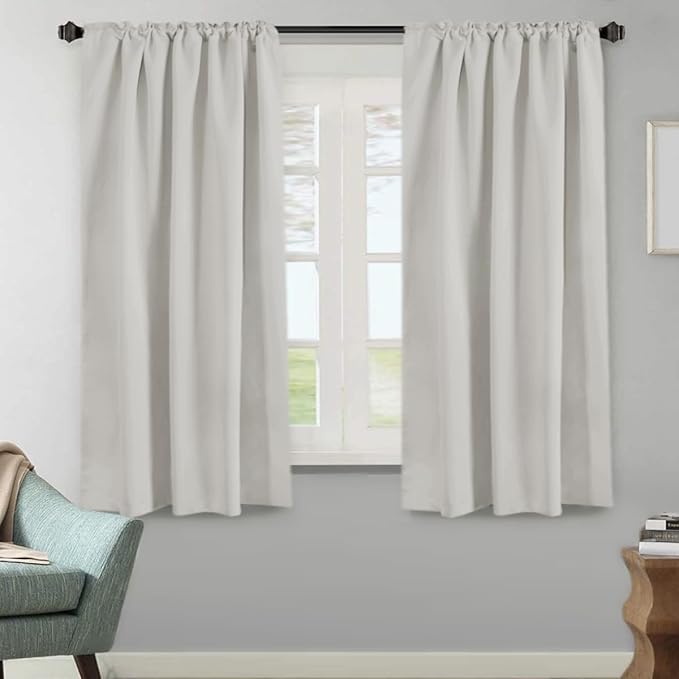 H.VERSAILTEX Blackout Curtains Thermal Insulated Window Treatment Panels Room Darkening Blackout Drapes for Living Room Back Tab/Rod Pocket Bedroom Draperies, 52 x 63 Inch, Ivory/Cream, 2 Panels - Image 2