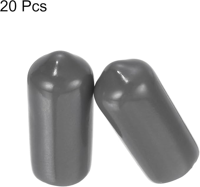 uxcell 20pcs Rubber End Caps 7mm(1/4") ID Vinyl PVC Round Tube Bolt Cap Cover Screw Thread Protectors Dark Grey - Image 2