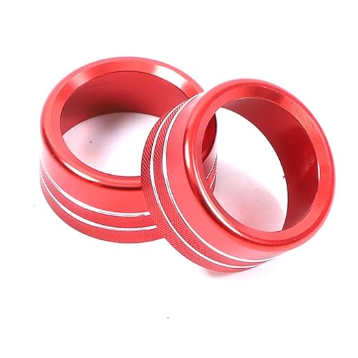 Air Conditioner Switch Control Button Knob Cover Compatible with 2024-2025 Hummer EV Accessories Rear Climate Control Knob Covers, Aluminum Alloy AC Decal Trim Rings Interior 2Pcs (Red) - Image 5