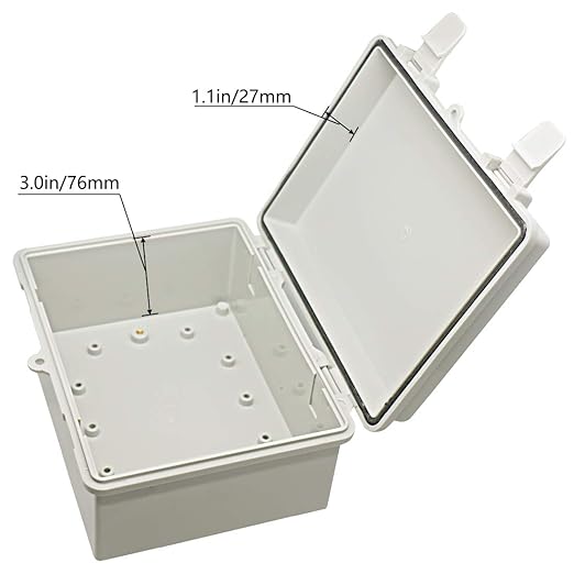 Zulkit Junction Box ABS Plastic Dustproof Waterproof IP65 Electrical Boxes Hinged Shell Outdoor Universal Project Enclosure 8.7 x 6.7 x 4.3 inch (220x170x110 mm) - Image 4