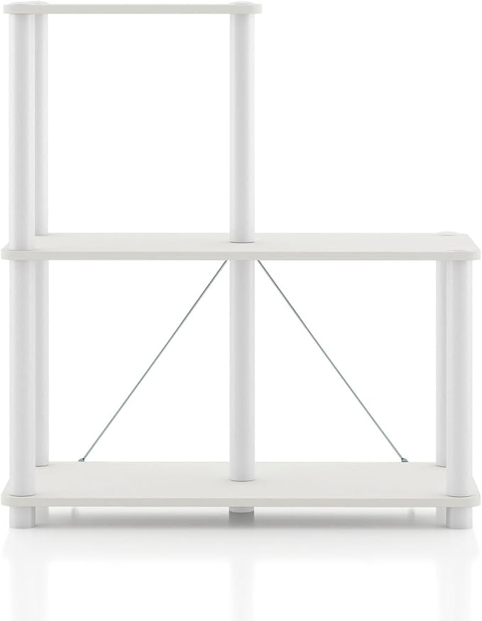 Homes: Inside + Out Apexa Modern 3-Cube Ladder Shelving Units, Collectibles Display Shelves, Easy Assembly Standing Shelf, Home Storage Organizer for Living Room, Bedroom, Office, White - Image 11