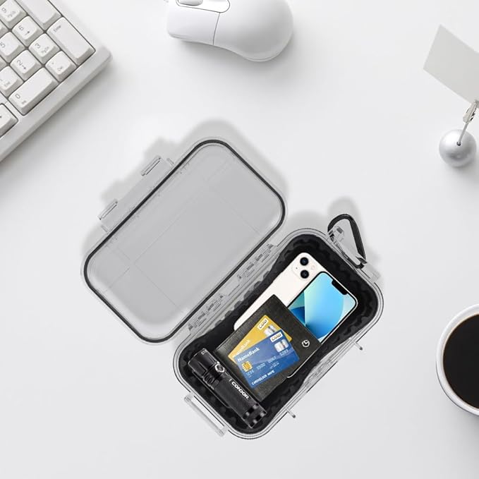 Small Waterproof Storage Case, Outdoor Survival Waterproof Dry Box Protective Case Shockproof Airtight Carry Box Container Floating Hard Shell for EDC Tools Phone Keys Watches Travel Fishing - Image 9