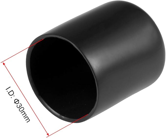 uxcell 20pcs Rubber End Caps 30mm ID Vinyl Round Tube Bolt Cap Cover Thread Protectors Black - Image 3