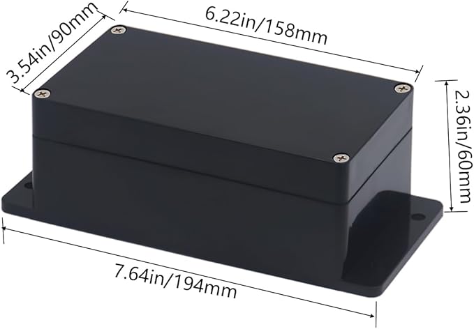 Project Box ABS Plastic Black Electrical Boxes IP65 Waterproof DIY Electronic Junction Box Power Enclosure with Fixed Ear 6.2x3.5x2.4 inch (158x90x60 mm) - Image 2