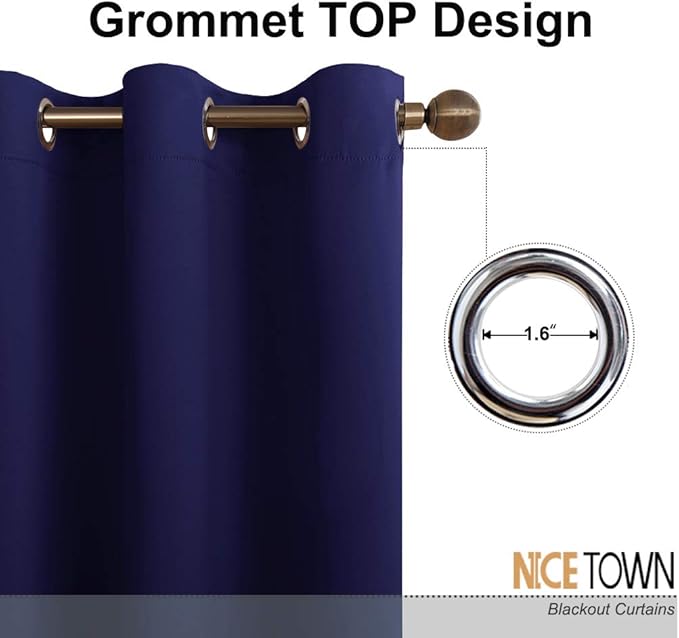 NICETOWN Blackout Window Curtain Panel - Home Fashion Thermal Insulated Room Darkening Drapery for Bedroom & Living Room, 52W x 95L, 1 Panel, Dark Blue - Image 2