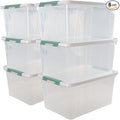 6-Pack Clear Plastic Storage Boxes, 35 L Plastic Storage Bins with Lids by Xowine