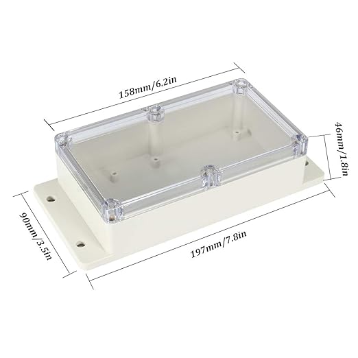 ABS Plastic Junction Box, Dustproof Weatherproof IP65 Electrical Box - Universal Project Enclosure Pale Pale Grey, with PC Transparent/Clear Cover and Fixed Ear 6.2"x3.5"x1.8"(158x90x46mm) - Image 2