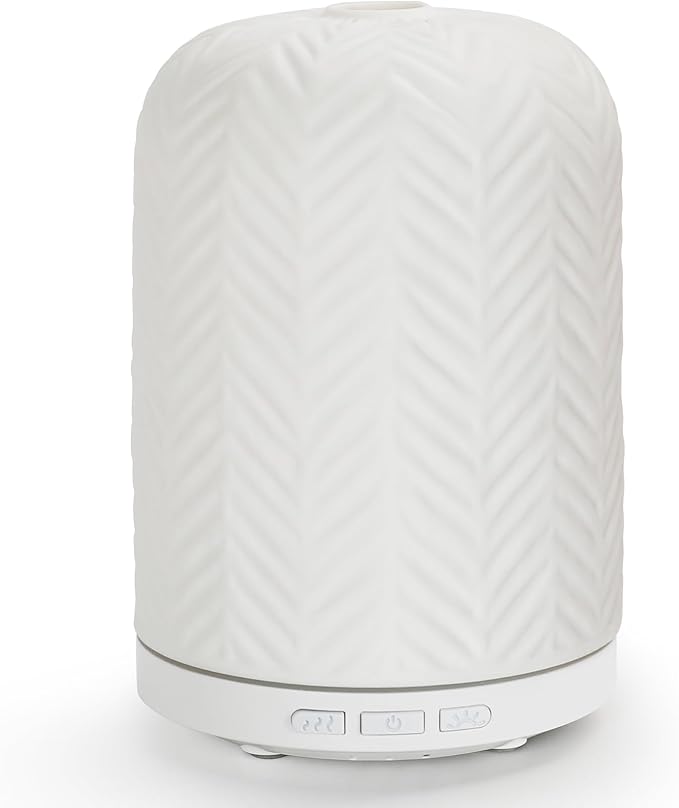 Essential Oil Diffuser – 2.4MHz Ultrasonic Aromatherapy Diffuser, Health Night Light, Timer & Auto Shut-Off, BPA-Free, 120ml Ceramic Oil Diffuser for Bedroom, Office, Spa, Yoga by ONABOVIVA