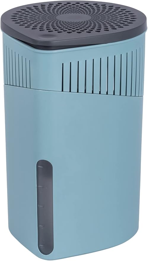 WENKO Portable Dehumidifier Drop Design, Compact and Rechargeable Dehumidifier for Bathroom, Closet, Bedroom, Garage, Covers up to 2800 Cubic Feet, 2.2 lbs, Turquoise, 5.9 x 9.1 x 5.9 in by Wenko%2C+Inc.